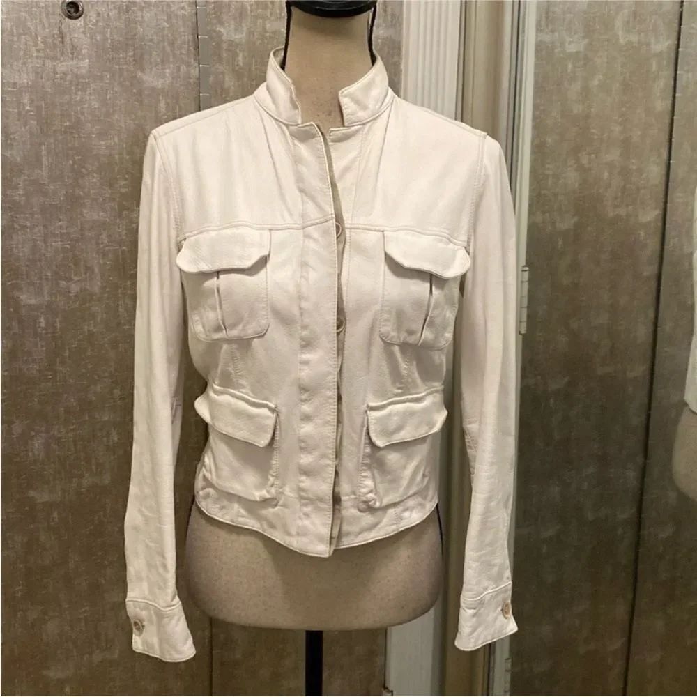 Brunello Cucinelli Off-White genuine leather Jacket, M